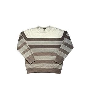 Men’s Dockers Brown Tan Soft Sweater Crew Neck Stripes (L)